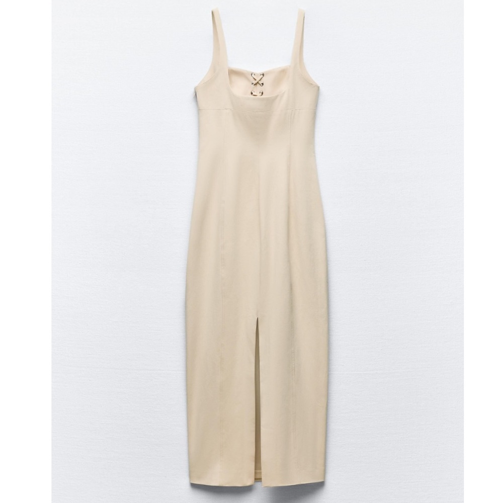 Zara Beige Midi Dress - Picture 7 of 8